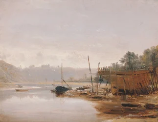 Construcción de barcos cerca de Dinan, Bretaña